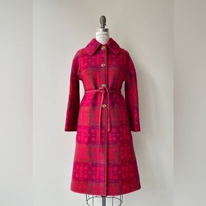 Bonnie Cashin Saks Fifth Avenue wool patterned geometric coat sz Small